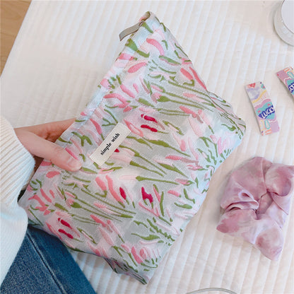 Gentle Jacquard Fabric Cosmetic Bag