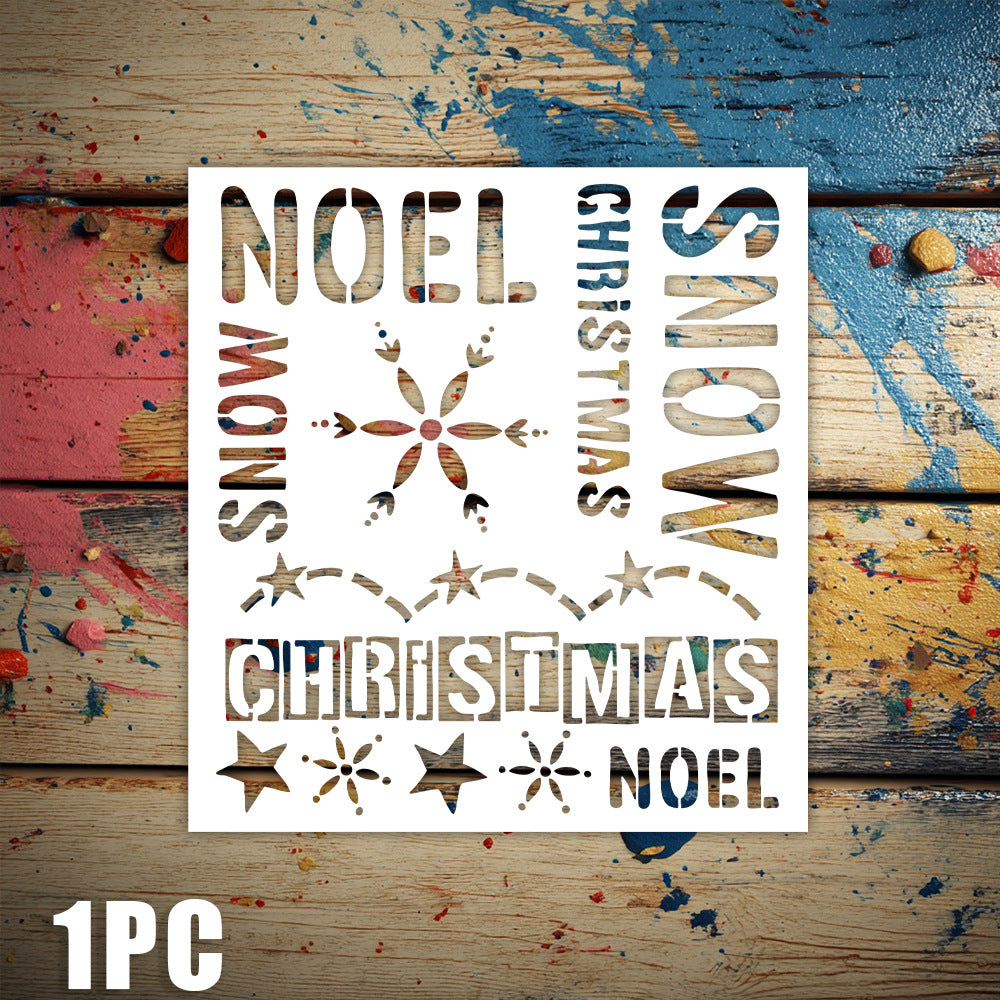 Christmas Text Pattern DIY Painting Hollow Stencil