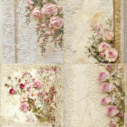 24PCS 6" Lace Flower Scrapbook Paper & Cardstock