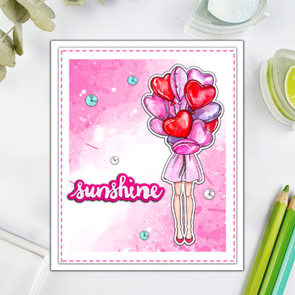 Girl Holding Balloons Dies & Stamps Set
