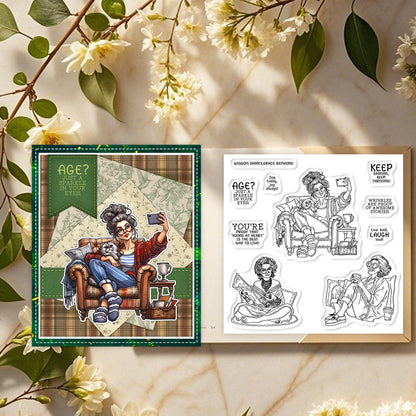Fashion Old Lady Dies & Stamps Set