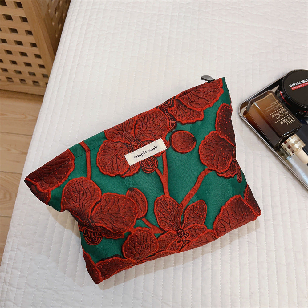 Women's Vintage Jacquard Canvas Cosmetic Bag