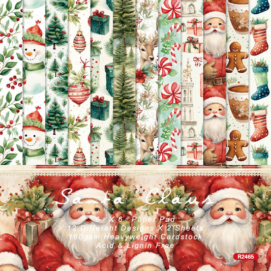 24PCS 6" Santa Claus Scrapbook Paper & Cardstock