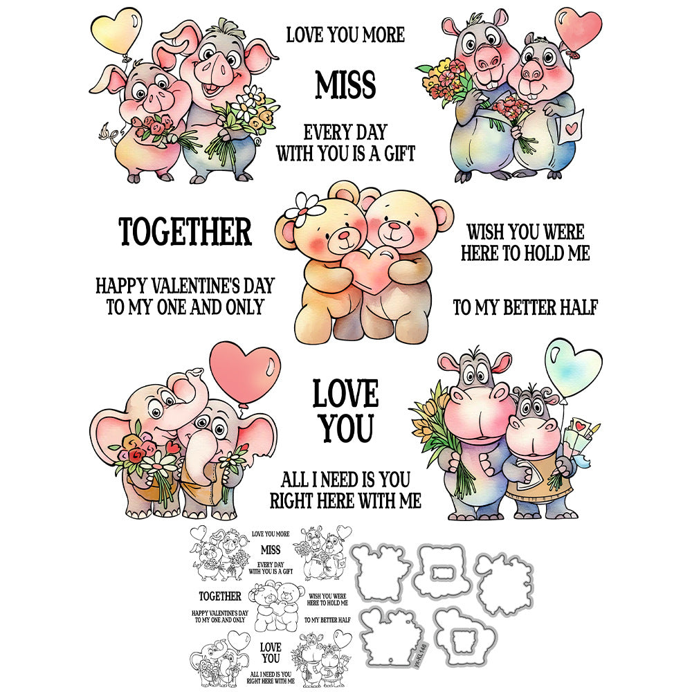 Valentine's Day Animal Couples Dies & Stamps Set