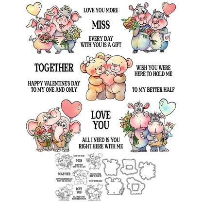 Valentine's Day Animal Couples Dies & Stamps Set