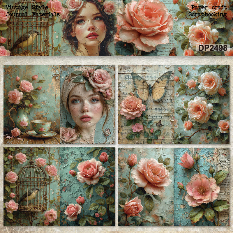 A5 Beautiful Girl and Flowers Journal Scrapbook Paper