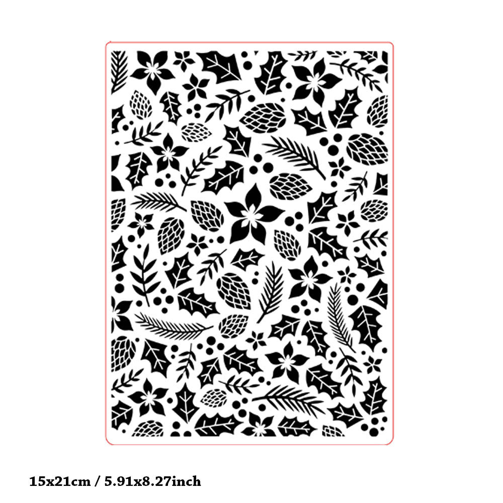 Flowers and Leaves Pattern Plastic Embossing Folder