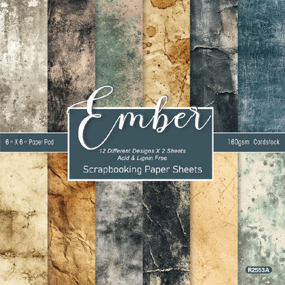 24PCS 6" Ember Scrapbook Paper & Cardstock