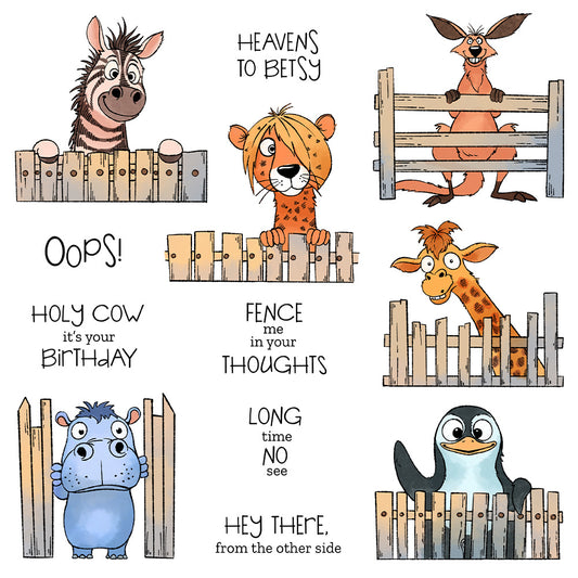 Cute Animals in the Fence Dies & Stamps Set