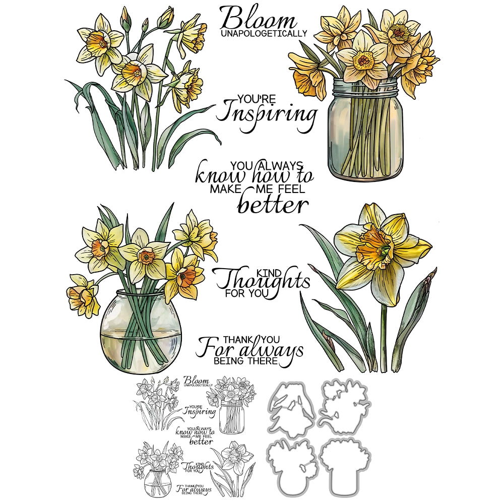 Blooming Flowers and Vases Dies & Stamps Set