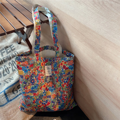 Literary Pastoral Style Floral Canvas Shoulder Bag