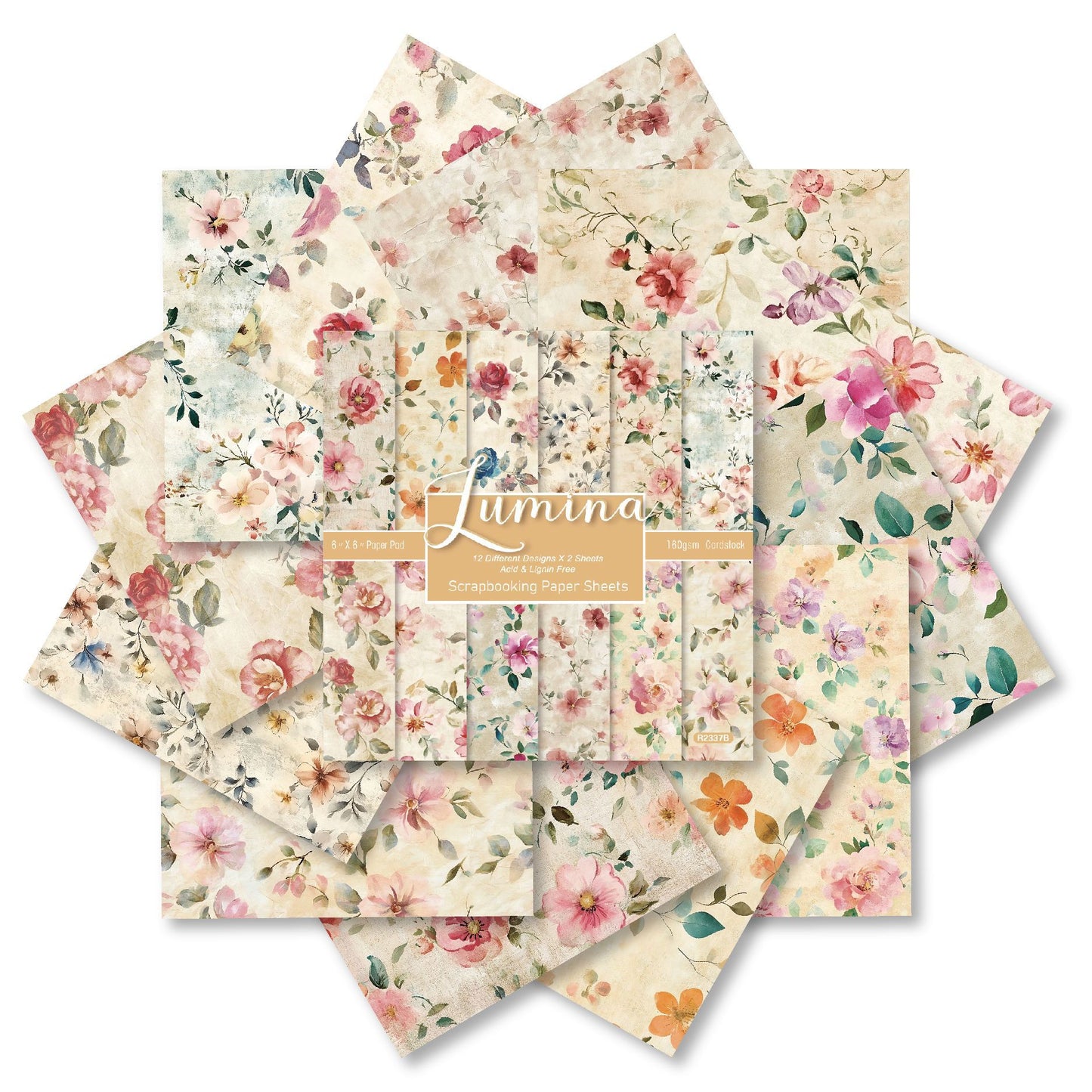 24PCS 6" Flowers Scrapbook Paper & Cardstock