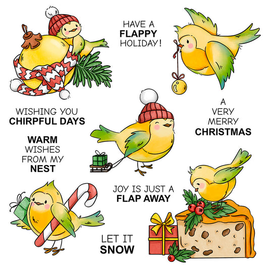 Christmas Cake Bird Dies & Stamps Set