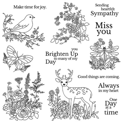 Fresh Flowers and Birds Clear Stamps