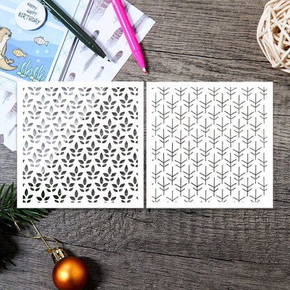 2 PCS Decorative Background DIY Painting Hollow Stencil