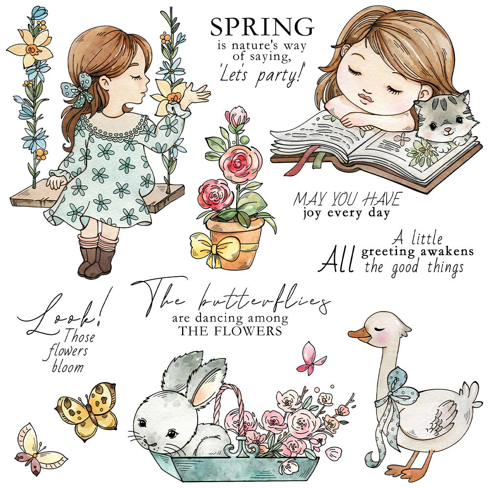 Cute Little Girl Clear Stamps