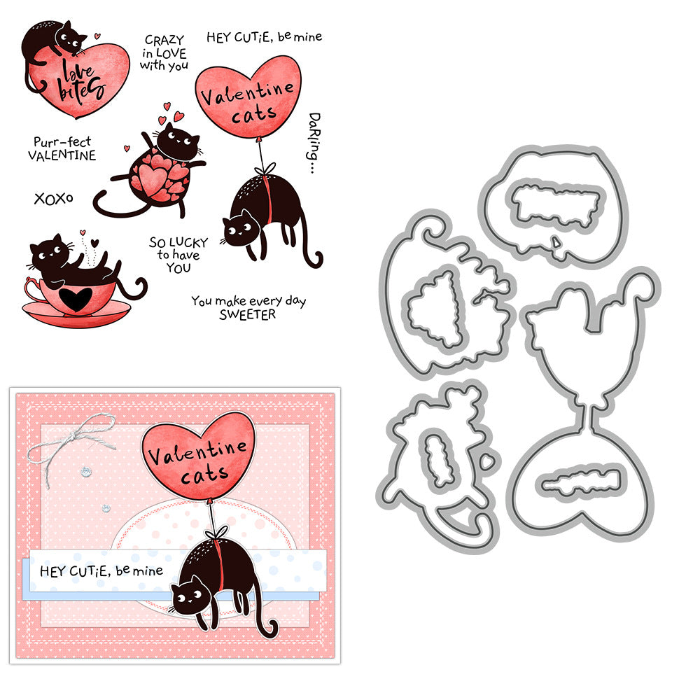 Valentine's Day Cat Dies & Stamps Set