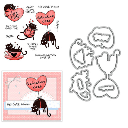 Valentine's Day Cat Dies & Stamps Set