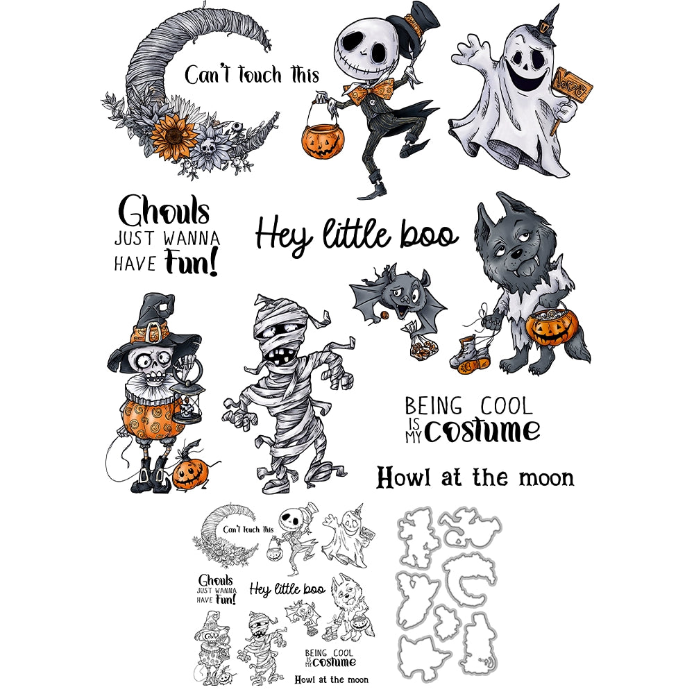 Halloween Ghost Skull Dies & Stamps Set