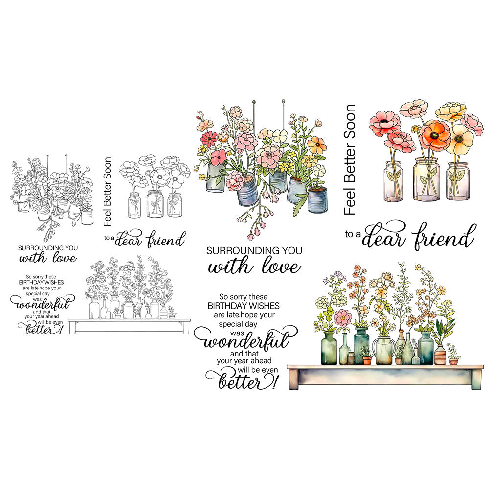 Plant and Flower Decorations Dies & Stamps Set