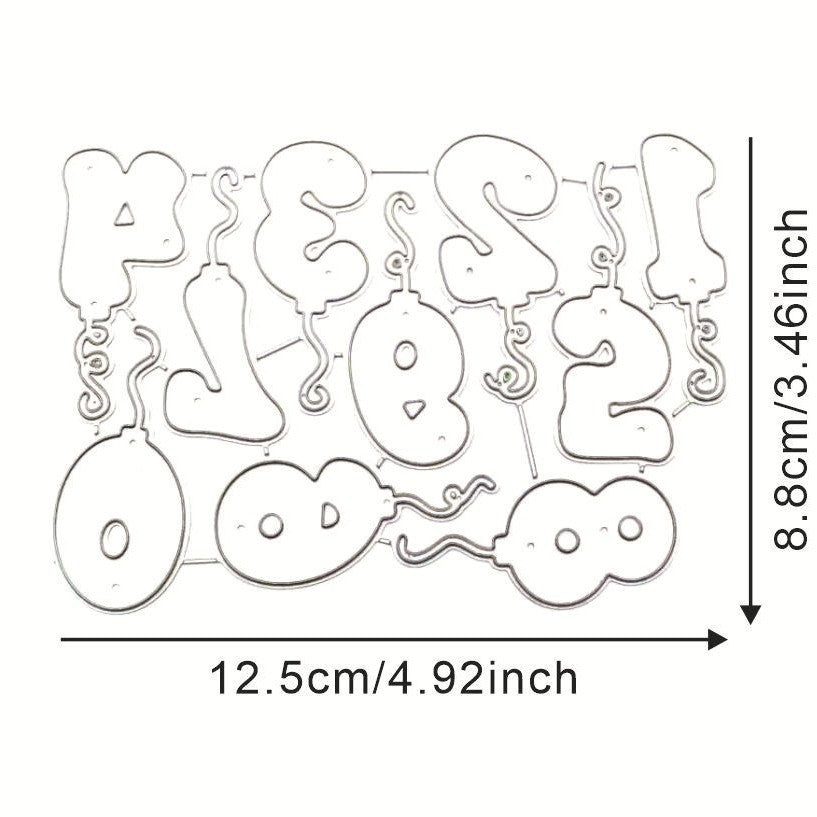 Balloon Numbers Metal Cutting Dies
