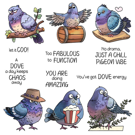 Funny Cartoon Dove Dies & Stamps Set