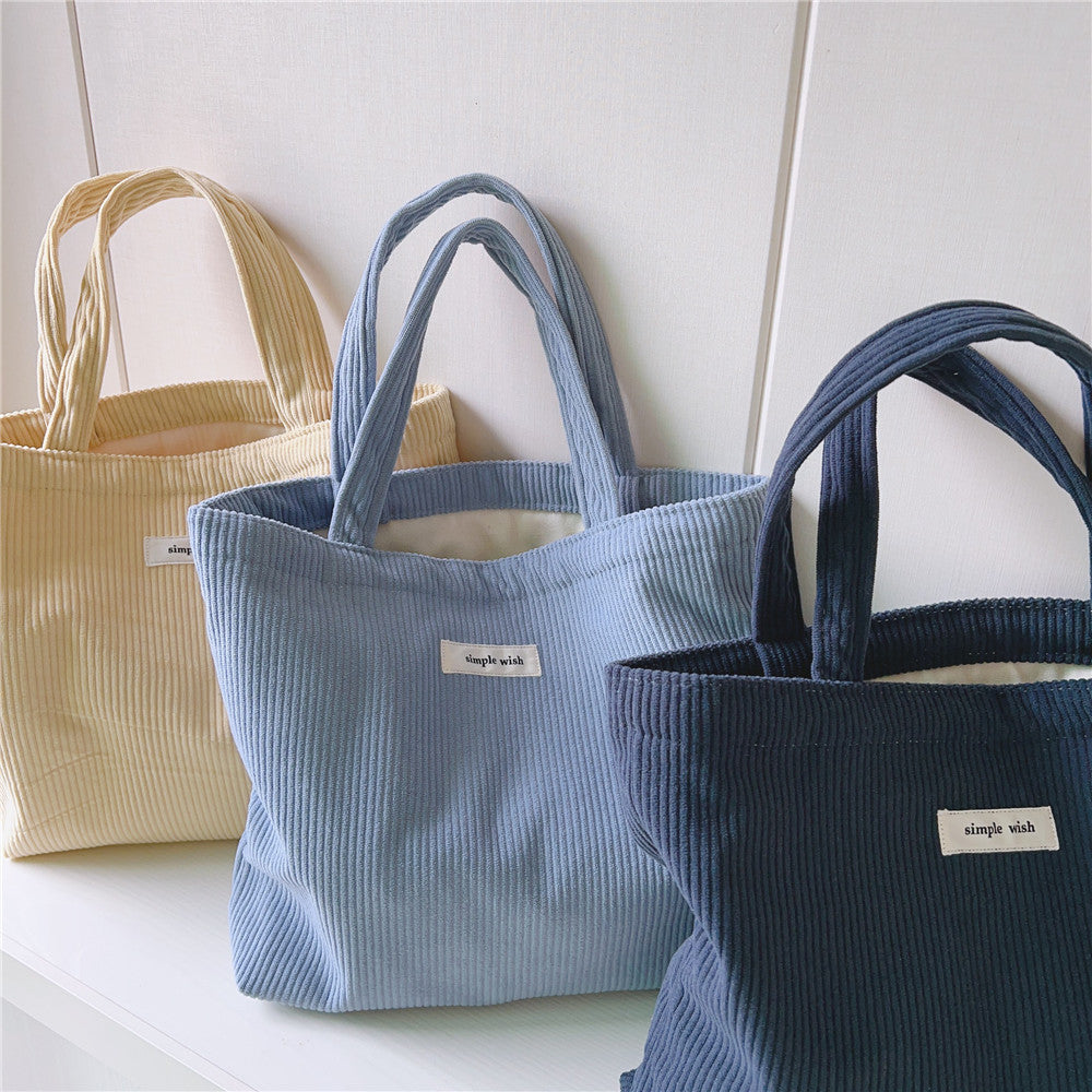 Simple Corduroy Tote Bag