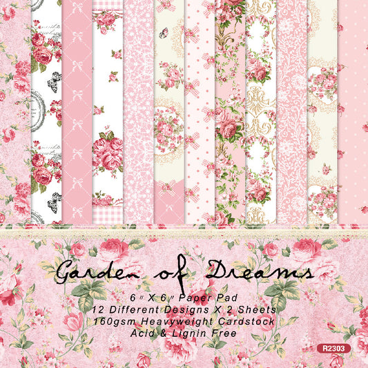 24PCS 6" Garden of Dreams Scrapbook Paper & Cardstock