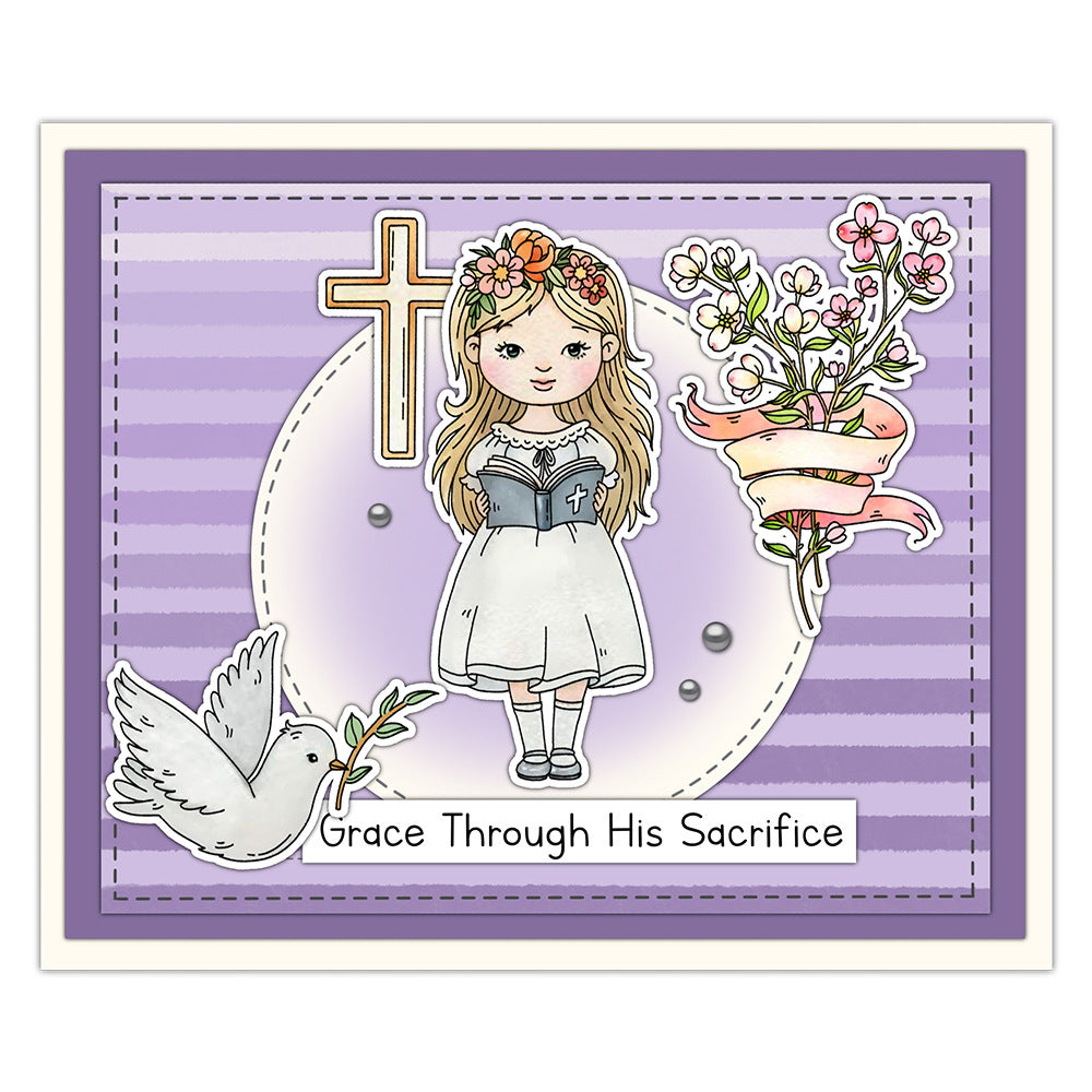 Little Girl and Flowers Clear Stamps