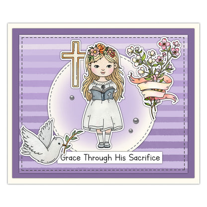 Little Girl and Flowers Clear Stamps