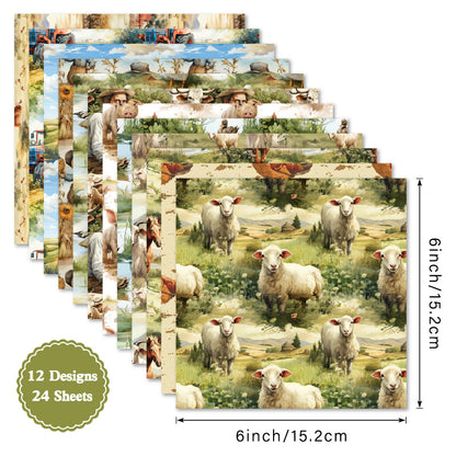 24PCS 6" Days on the Ranch Scrapbook Paper & Cardstock