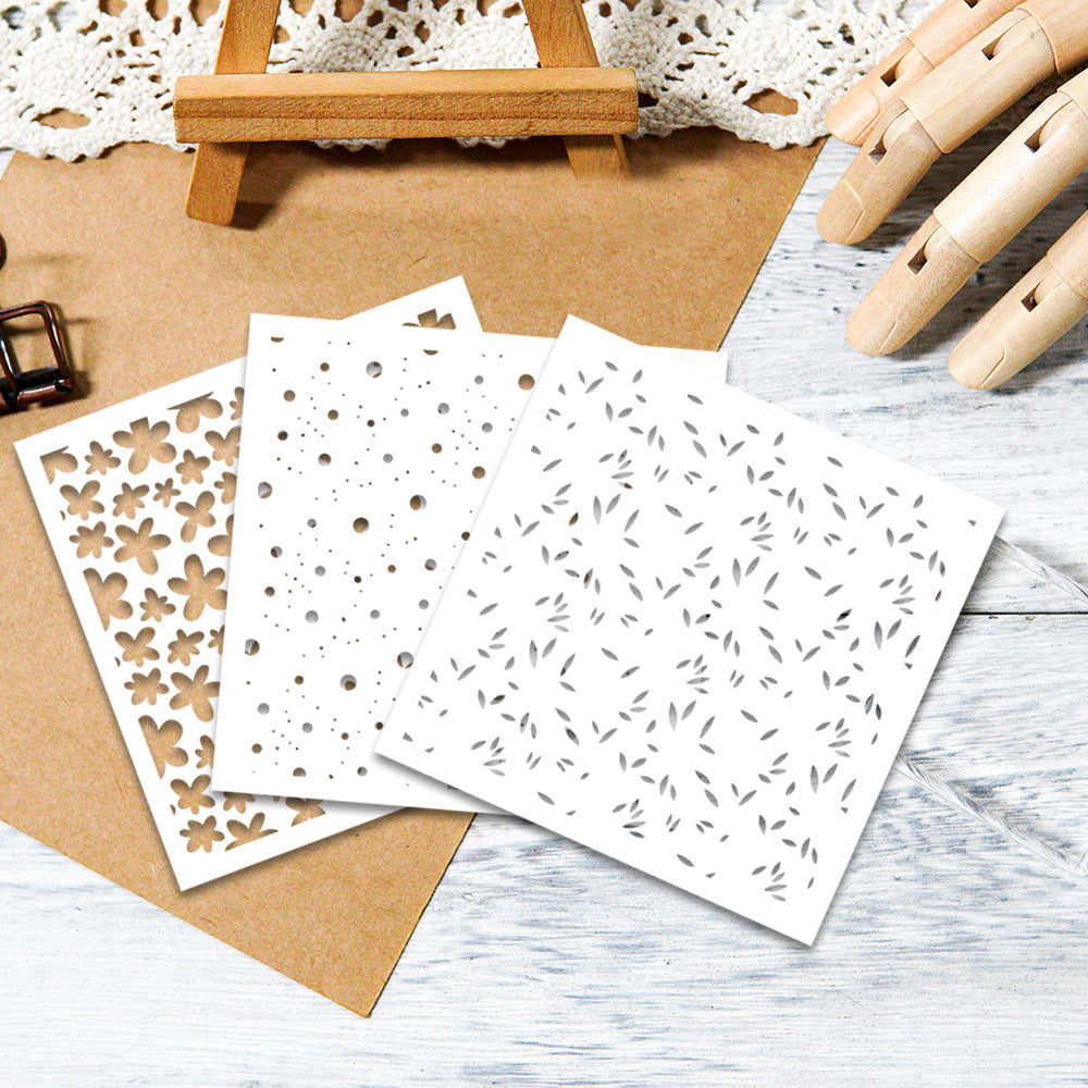 3 PCS Flower Pattern DIY Painting Hollow Stencil