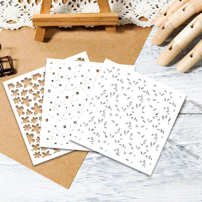 3 PCS Flower Pattern DIY Painting Hollow Stencil