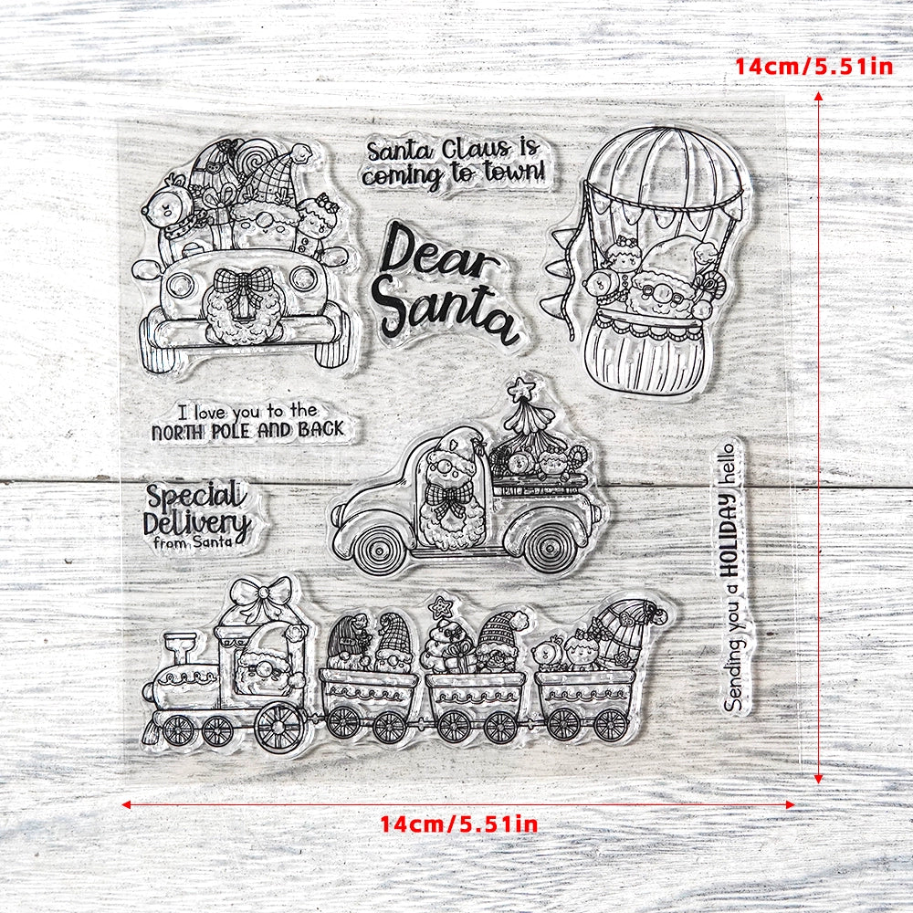 Santa Truck Hot Air Balloon Clear Stamps