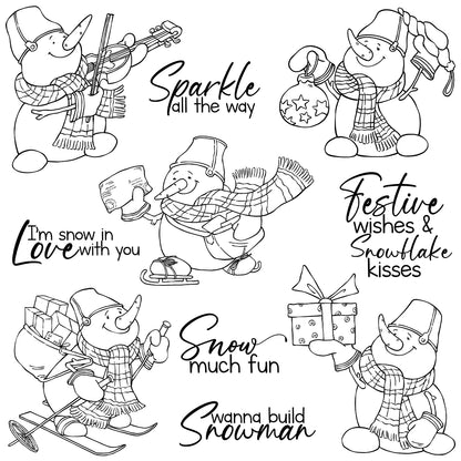 Winter Cute Snowman Dies & Stamps Set