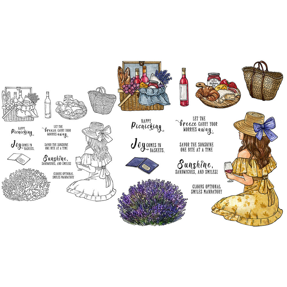 Beautiful Girl Holiday Picnic Clear Stamps