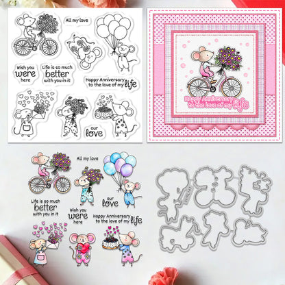 Valentine's Day Little Mouse Dies & Stamps Set