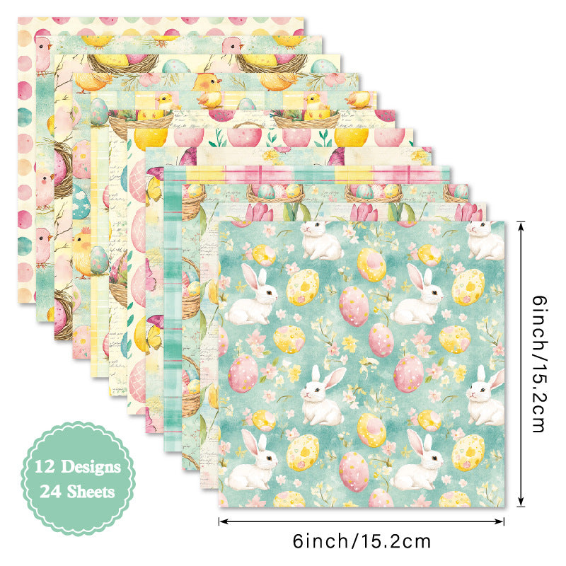 24PCS 6" Bunny Scrapbook Paper & Cardstock