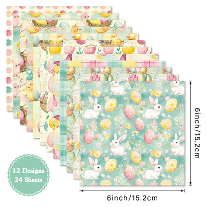 24PCS 6" Bunny Scrapbook Paper & Cardstock