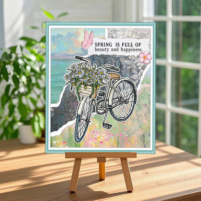 Bicycle Flower Basket Clear Stamps