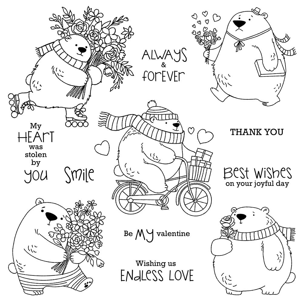 Valentine's Day Polar Bear Dies & Stamps Set