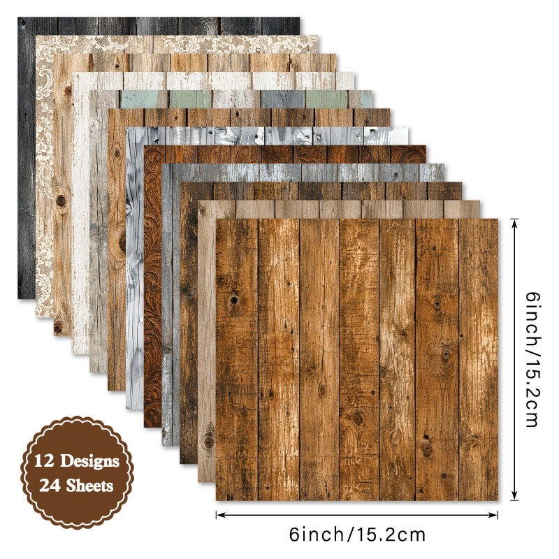24PCS 6" Plank Scrapbook Paper & Cardstock