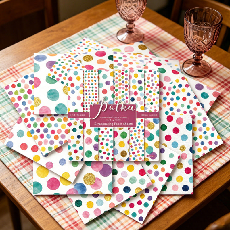 24PCS 6" Polka Dots Scrapbook Paper & Cardstock