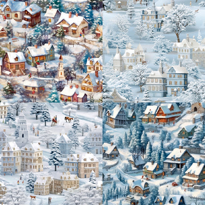 24PCS 6" Snowy Villages Scrapbook Paper & Cardstock