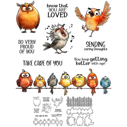 Funny Birds Singing Dies & Stamps Set