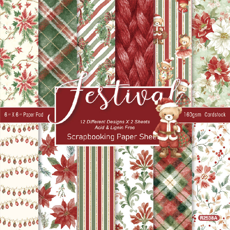 24PCS 6" Festival Scrapbook Paper & Cardstock