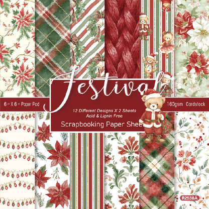 24PCS 6" Festival Scrapbook Paper & Cardstock