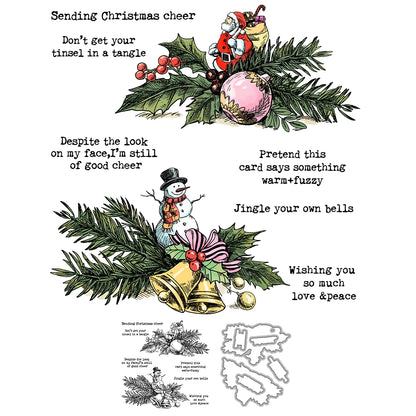 Santa Claus Snowman Pine Leaves Dies & Stamps Set