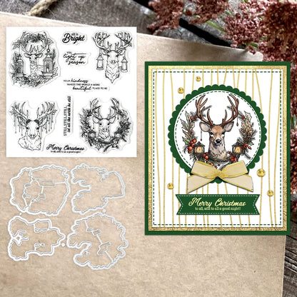 Christmas Reindeer Head Dies & Stamps Set
