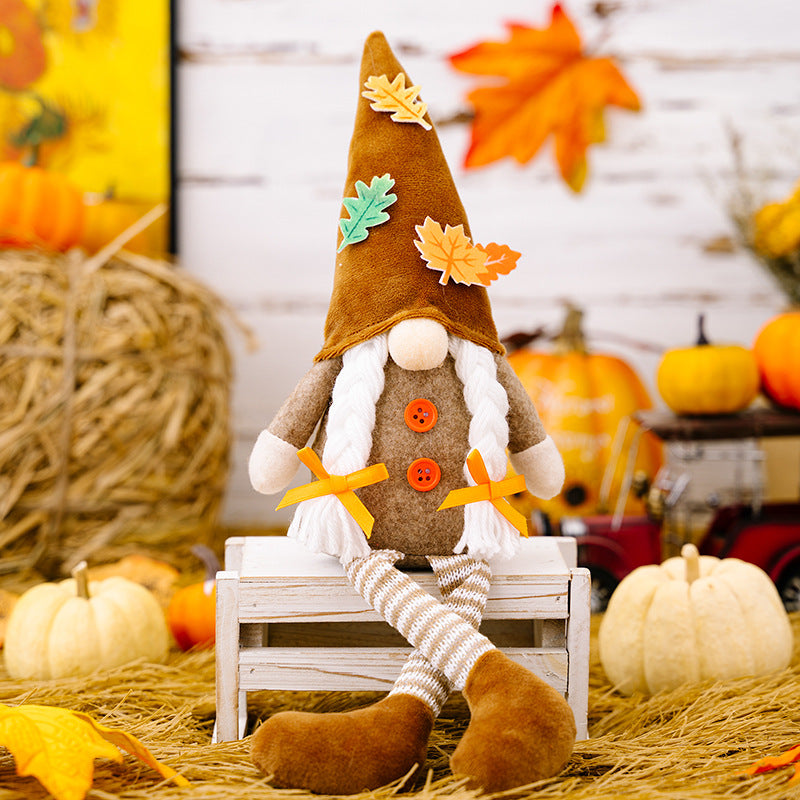 Thanksgiving Maple Leaf Pointy Hat Gnome Decorations